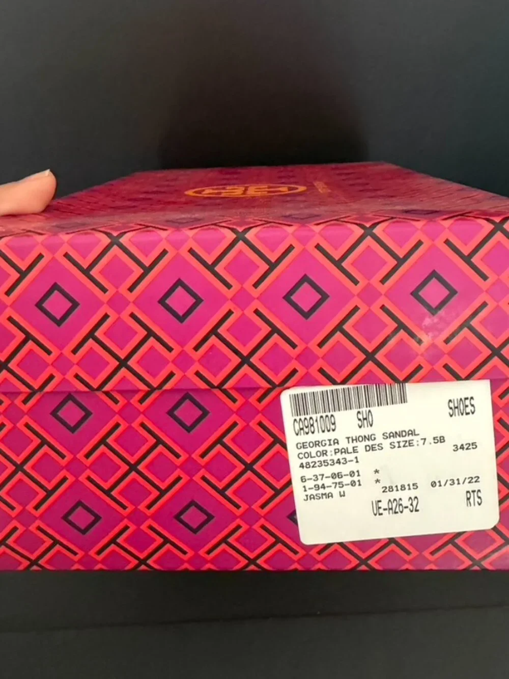 Tory Burch Georgia Leather Tong Sandal Pale Desert Size 7.5B